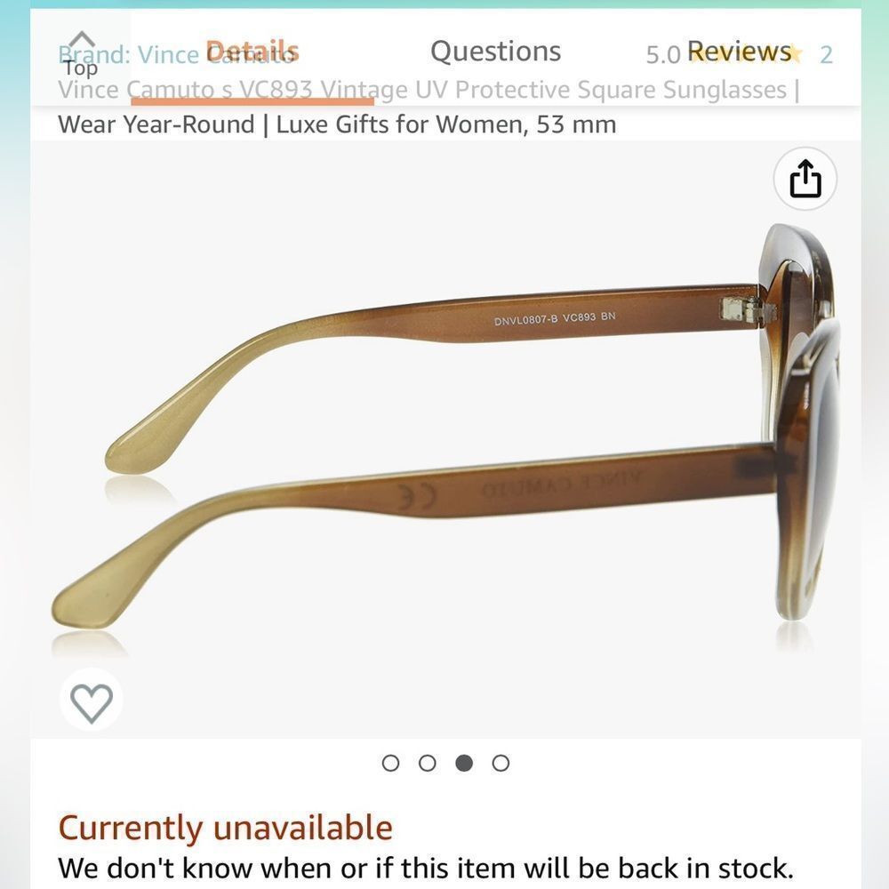 NWT Vince Camuto Brown Ombré Cat Eye Sunglasses - Picture 3 of 11